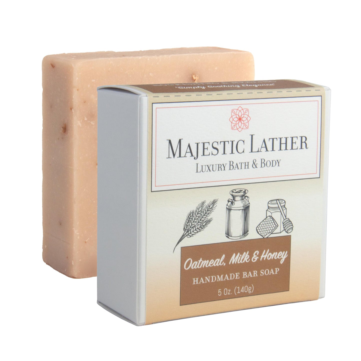 Majestic Lather Oatmeal, Milk & Honey Luxury Bar Soap For Face & Body - Gentle Skin Cleansing & Soothing with Colloidal Oatmeal, Shea Butter & Natural Oils. For All Skin Types