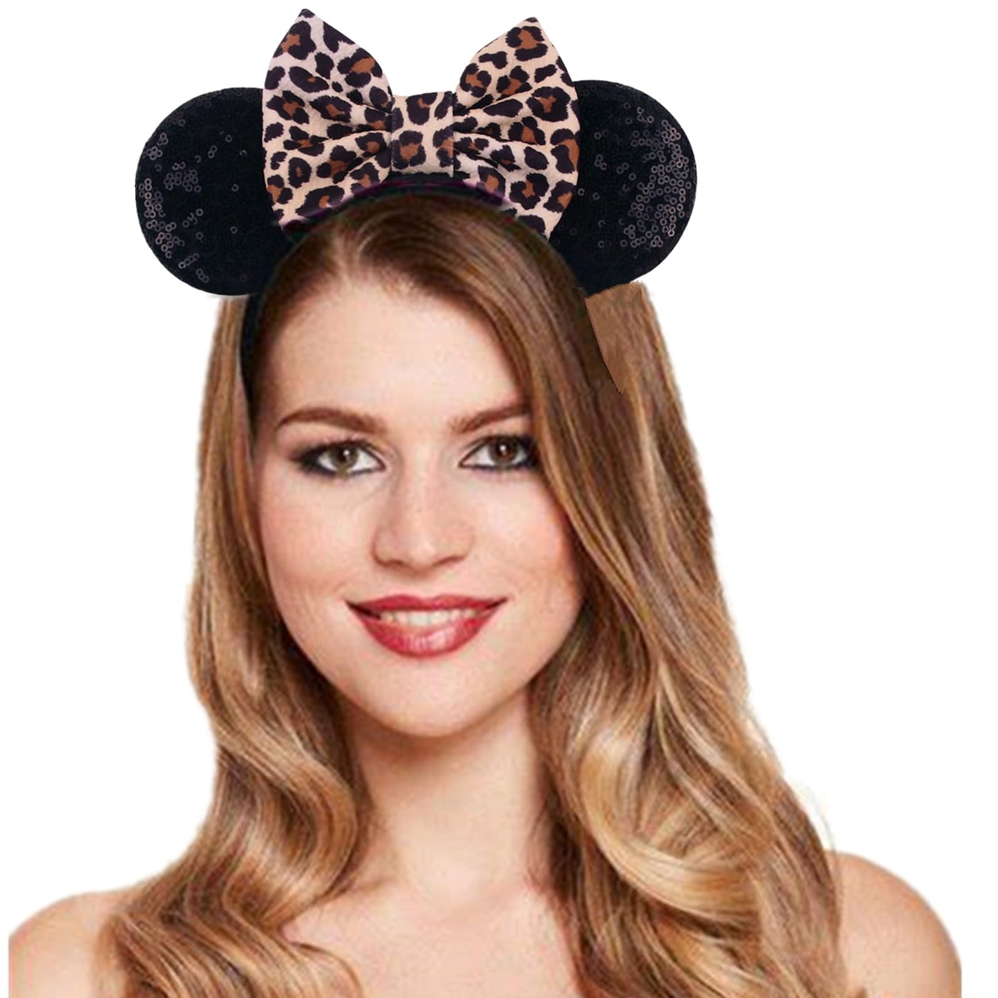 JOYFISCO Mouse Ears Headbands Shiny Bow Mouse Ears Headband Glitter Party Princess Decoration Cosplay Costume for Women Girls