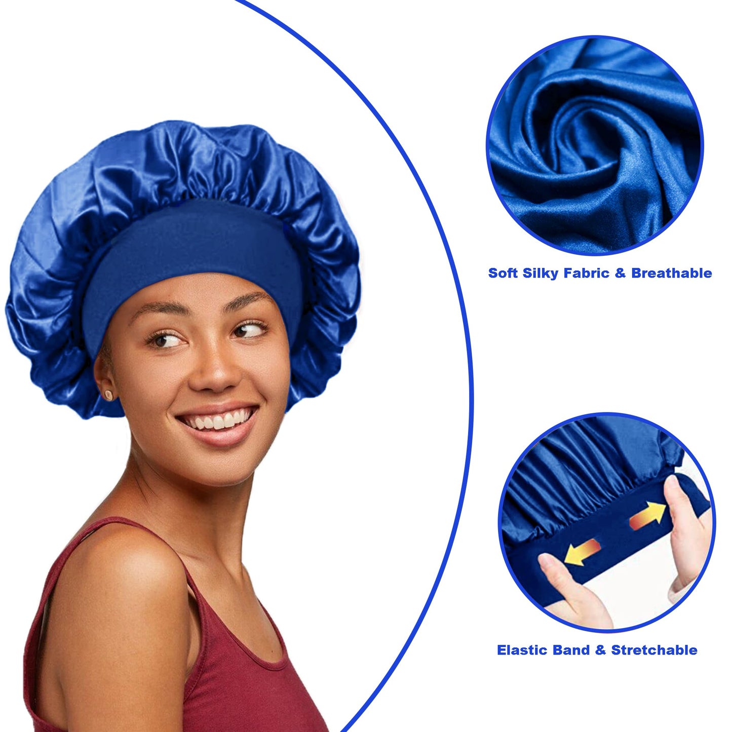 12 Pieces Silk Bonnet for Women Curly Hair Satin Bonnet Hair Wrap for Sleeping Cap with Tie Band (Multicoloured2)