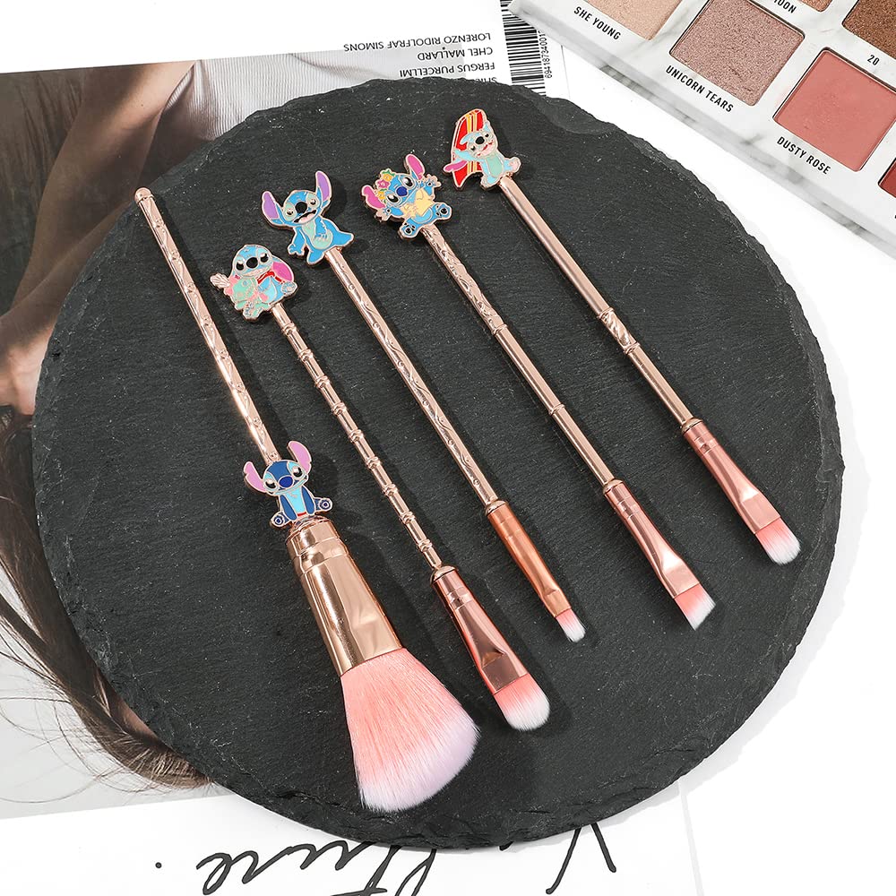 Interstellar Baby Makeup Brushes Set, 5Pcs Creative Stitch Theme Cosmetic Makeup Brush, Premium Synthetic Foundation Eyeshades Brush Sets Best Gifts for Teen Girls Women