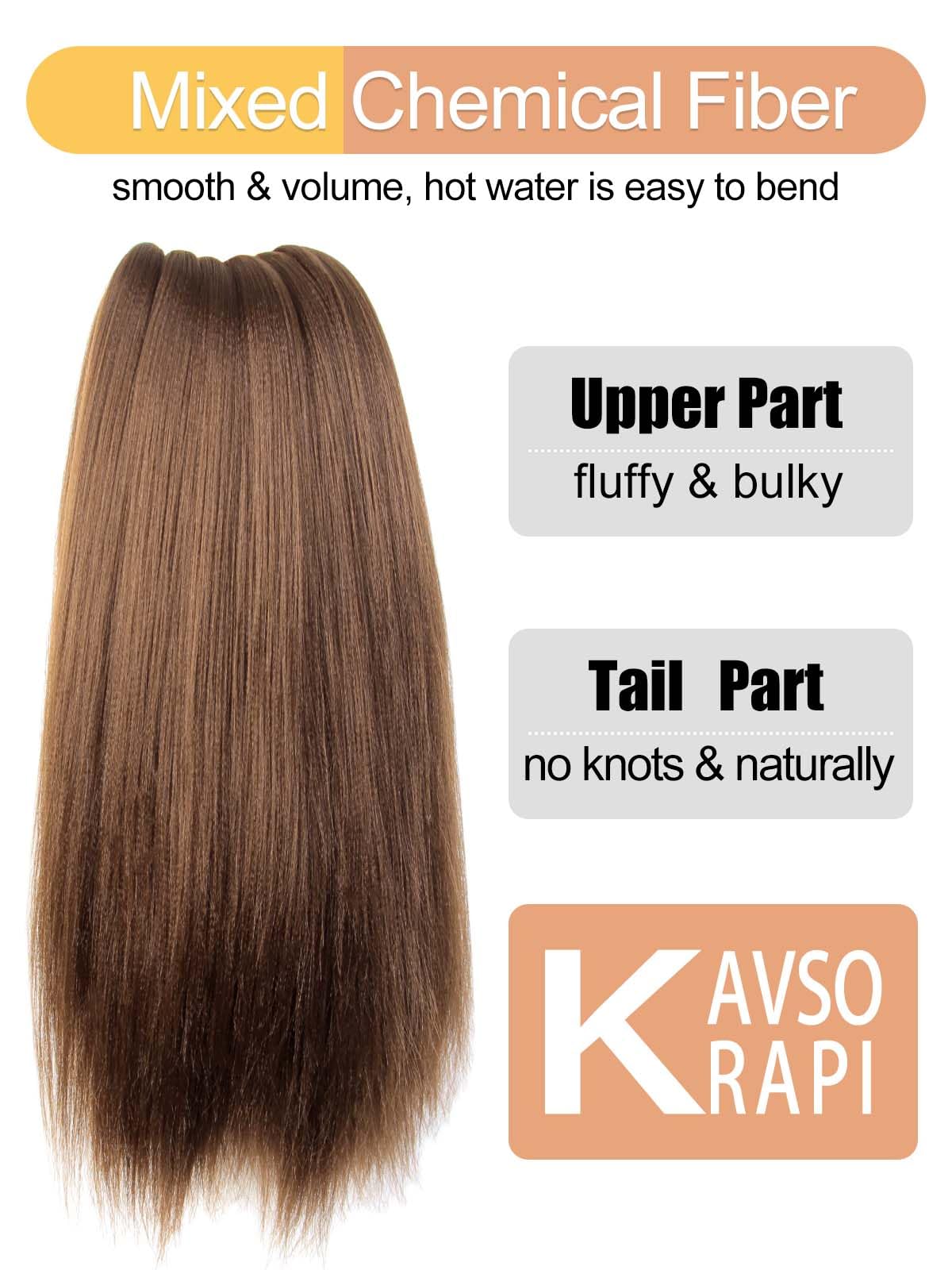 KAVSORAPI Brown Braiding Hair 16 Inch Pre Stretched Hair Short Straight Crochet Braids Yaki Texture Synthetic Fiber 8 Packs (30#/Medium Dark Brown)