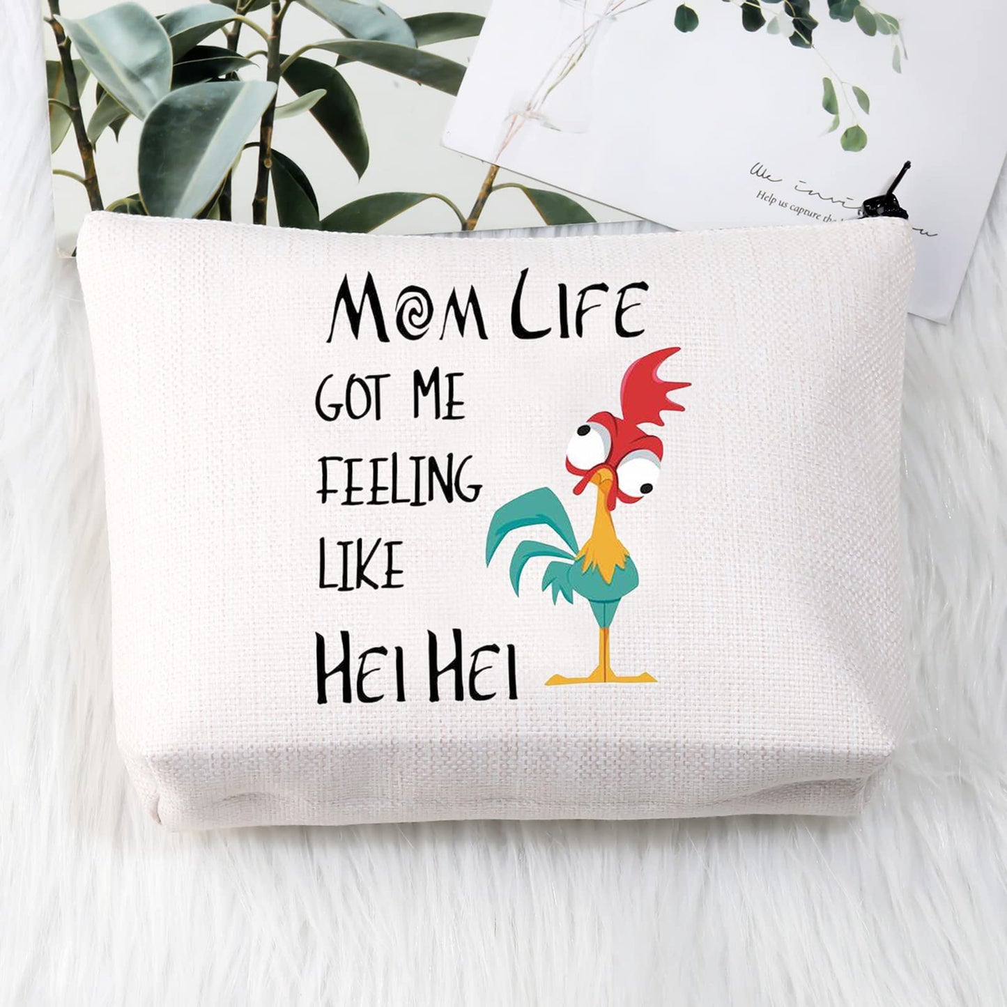 Moana Makeup Bag Mom Life Got Me Feeling Like Hei Hei Rooster Gifts Funny Chicken Gifts Hei Hei Fans Cosmetic Bag For Sister Friend Bestie(Beauty is My Business B)