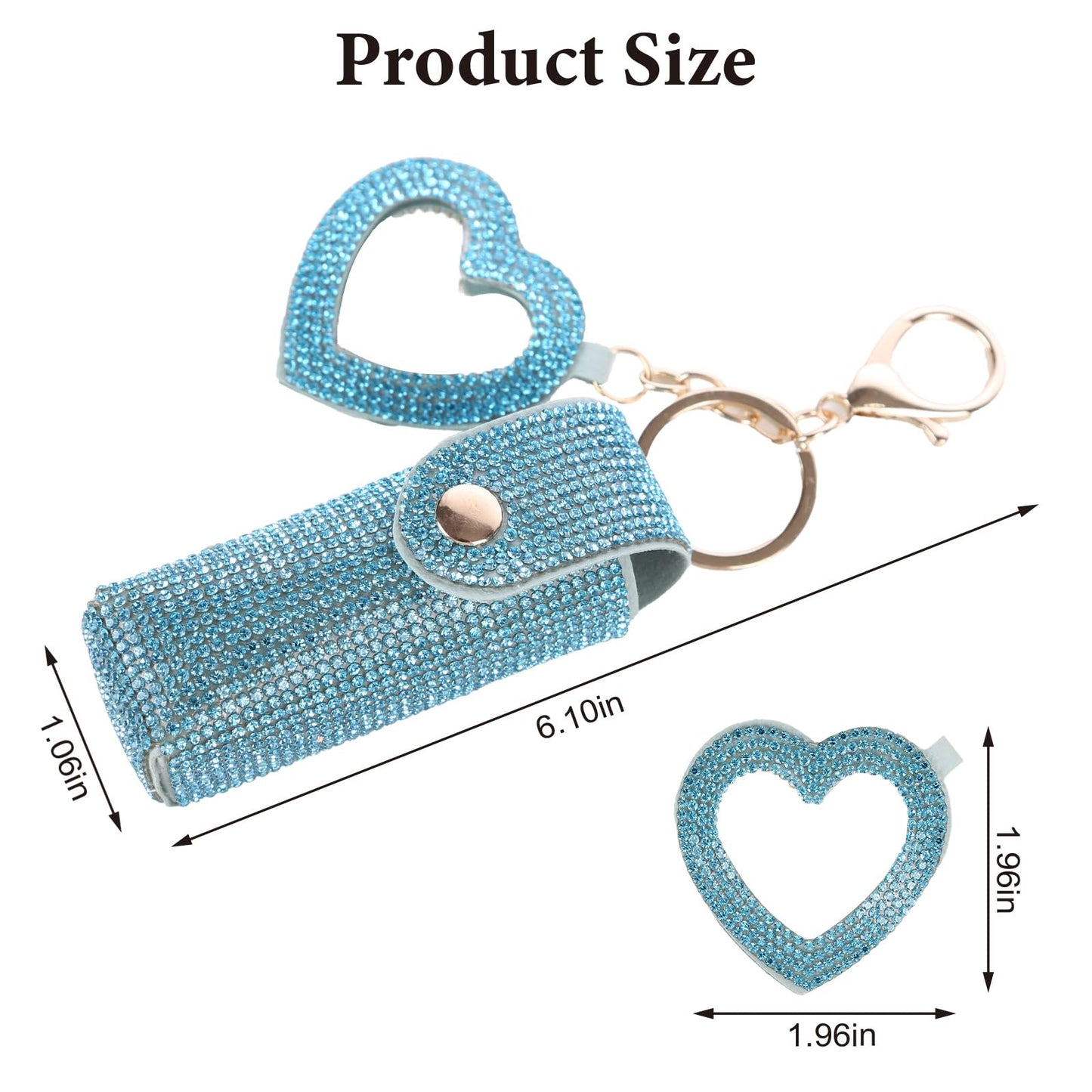 Lipstick Organizer Keychain, Rhinestone Lipstick Case with Mirror for Women, Portable Lipstick Leather Holder Lip Gloss Bag Lip Balm Case for Travel, Party, Holiday Gifts (Blue)