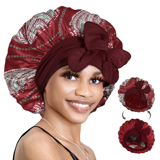 BONNET QUEEN Silk Bonnet for Sleeping Women Reversible Double Layer Satin Bonnet Hair Bonnet Night Sleep Cap for Curly Hair