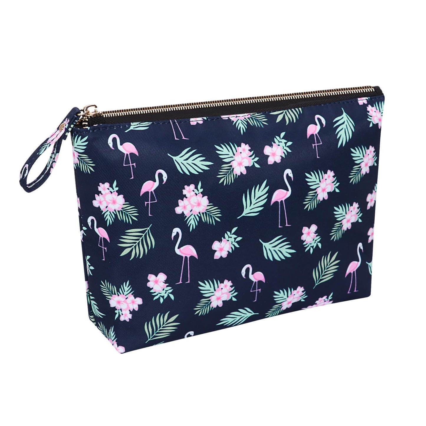 HAWEE Zippered Simple Makeup Bag for Women Travel Cosmetic Pouch for Accessories & Toiletries, Flamingo