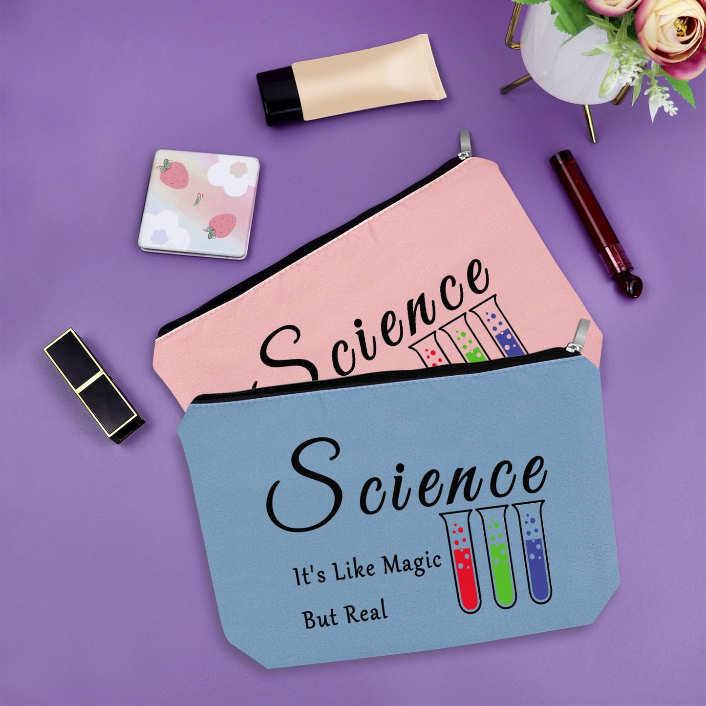 Sazuwu 3PCS Science Gifts for Women Makeup Bag Science Themed Gifts for Adults Christmas Gifts for Science Teachers Cosmetic Bag Science Lover Gift Ideas Scientist Gifts for Her Graduation Gift