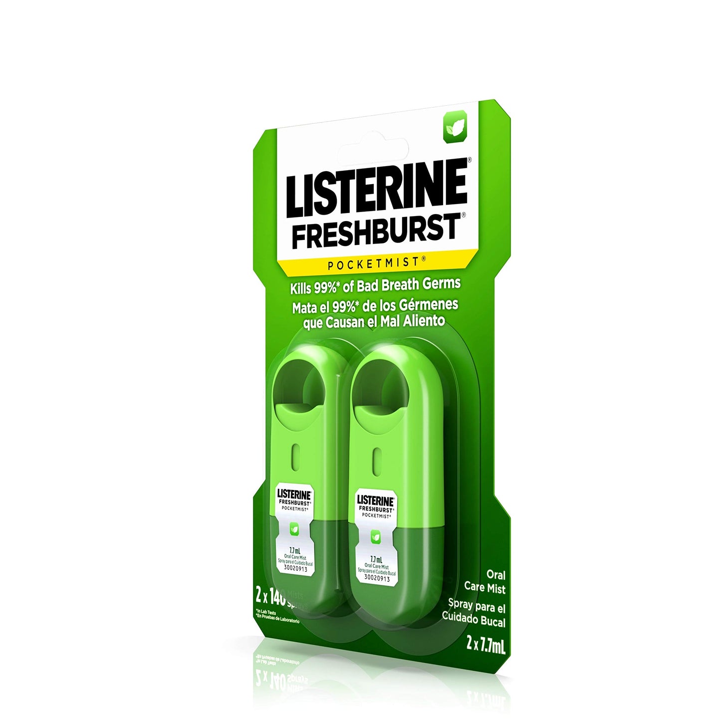 Listerine Freshburst Pocketmist Fresh Breath Mist, Non-Aerosol Sugar-Free Oral Care Spray For Bad Breath, 7.7 mL, 2 Pack