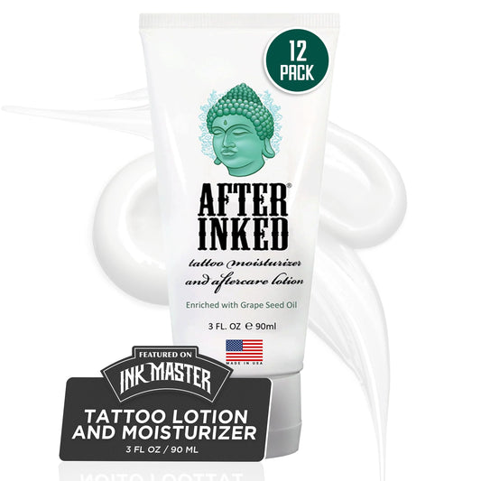 After Inked Tattoo Aftercare Lotion - Tattoo Moisturizer, As Seen on INK MASTER, 3 Fluid oz Tube (12-Pack)