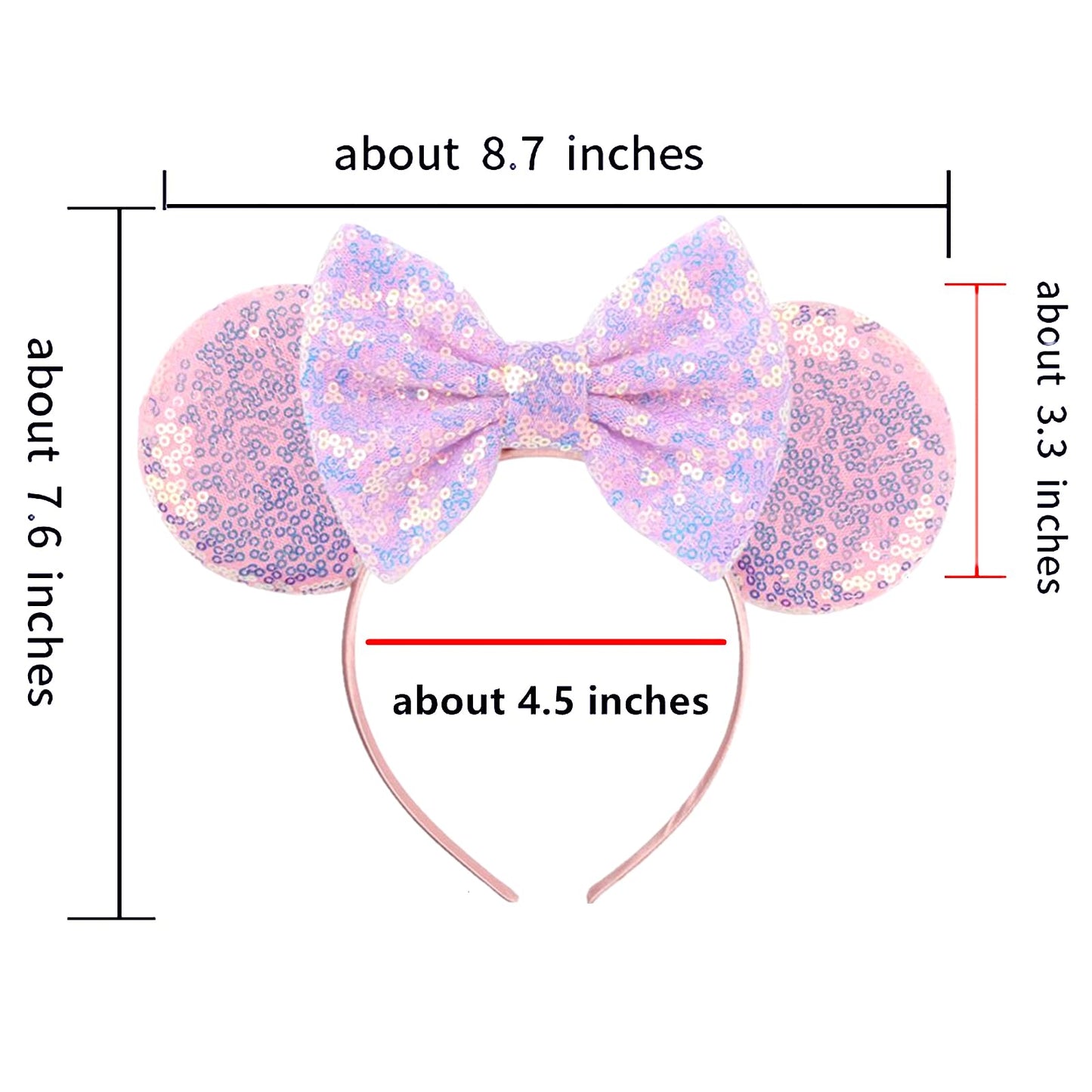 JOYFISCO Mouse Ears Headbands Shiny Bow Mouse Ears Headband Glitter Party Princess Decoration Cosplay Costume for Women Girls