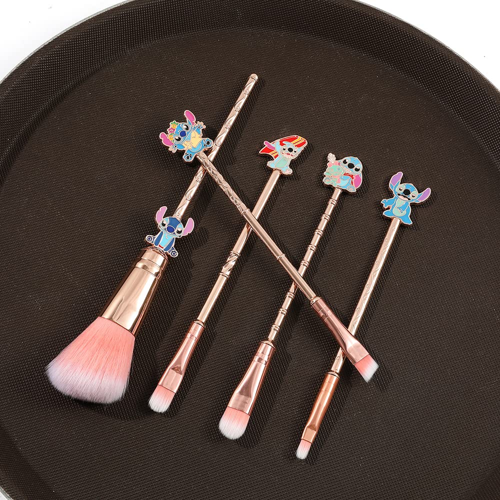 Interstellar Baby Makeup Brushes Set, 5Pcs Creative Stitch Theme Cosmetic Makeup Brush, Premium Synthetic Foundation Eyeshades Brush Sets Best Gifts for Teen Girls Women