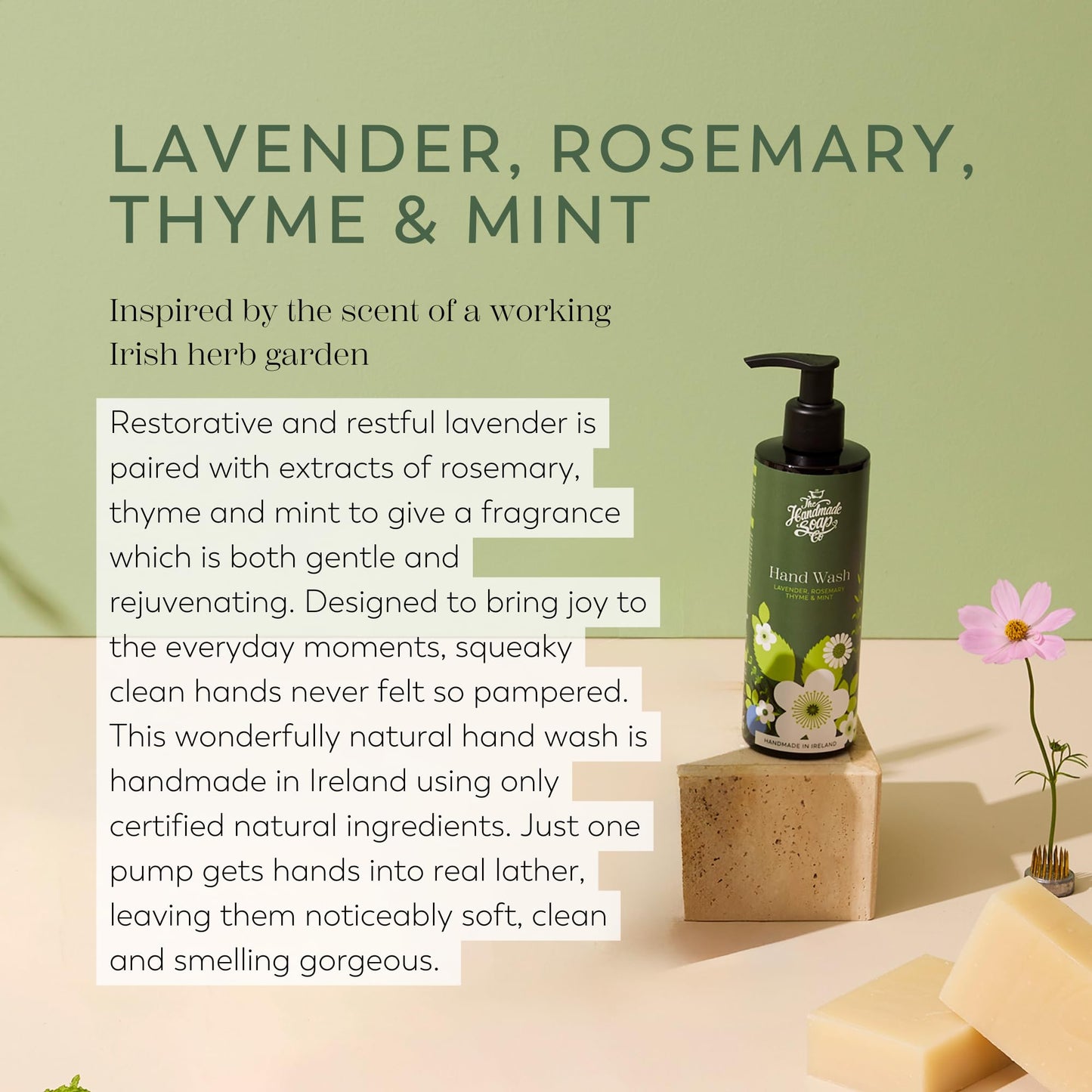 The Handmade Soap Company Hand Wash, Lavender, Rosemary, Thyme & Mint Liquid Hand Soap, Natural Liquid Soap, Moisturizing Hand Soap, Cruelty Free & Vegan Hand Soap, 10 fl oz