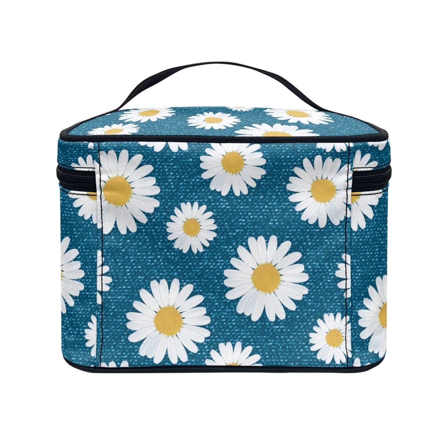 Horeset Small Daisy Print Cosmetic Bag for Women,Fashion Travel Waterproof Cosmetic Pouch Toiletry Bag Accessories Organizer