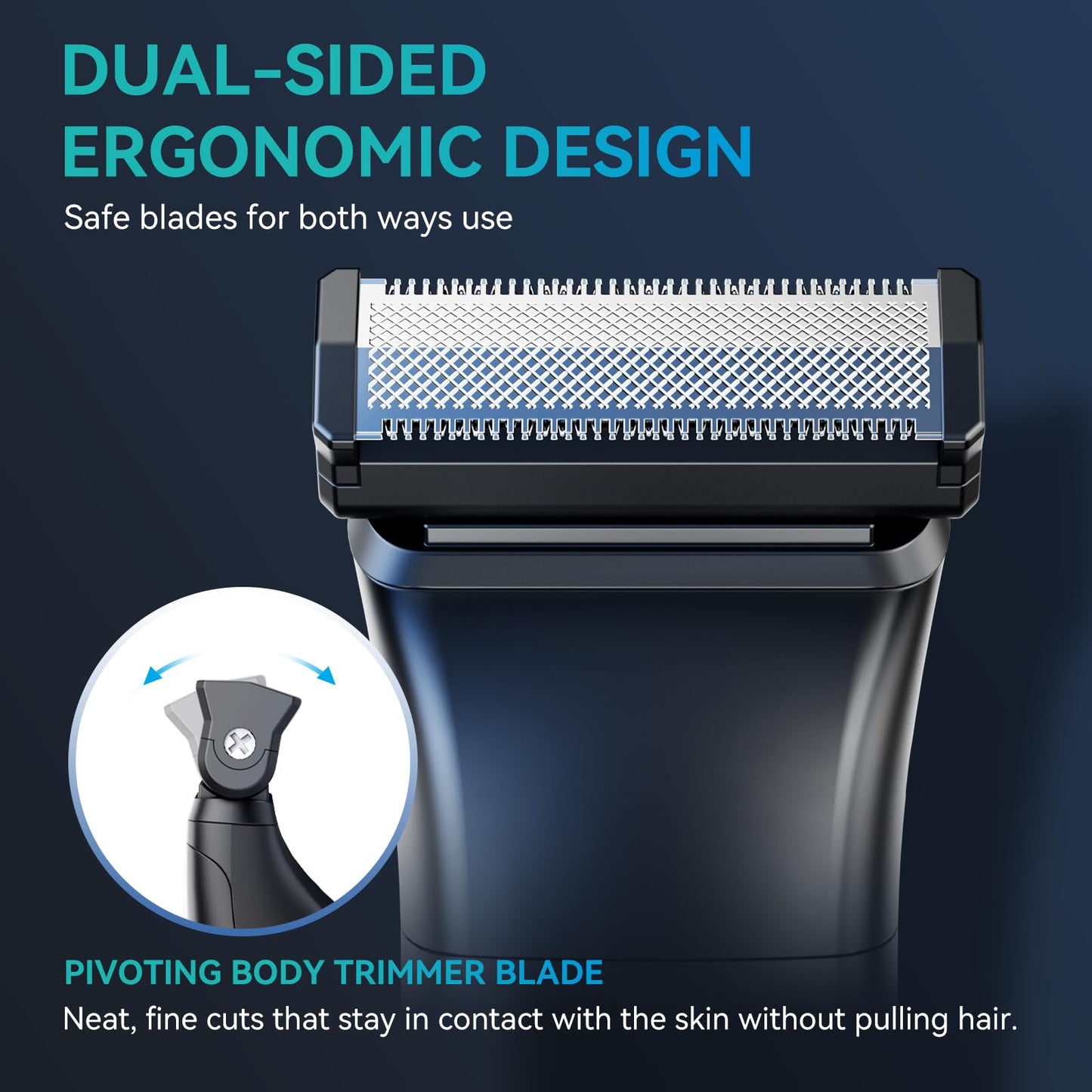 Body Hair Trimmer for Men,Electric Groin & Pubic Hair Trimmer,Mens Body Groomer Kit for Privates,Waterproof Wet/Dry Body Shaver, Comes with Two Replacement Blade and Comb Accessories