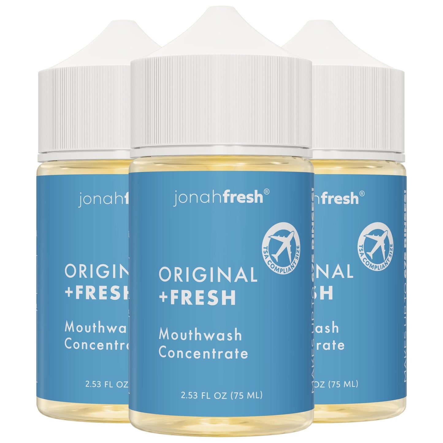 Jonah Fresh All Natural Mouthwash Concentrate | SLS Free | PEG Free | Made Safe Certified (Original Concentrate, 3 Pack (Total 7.59 fl oz) Makes 672 Fl Oz)