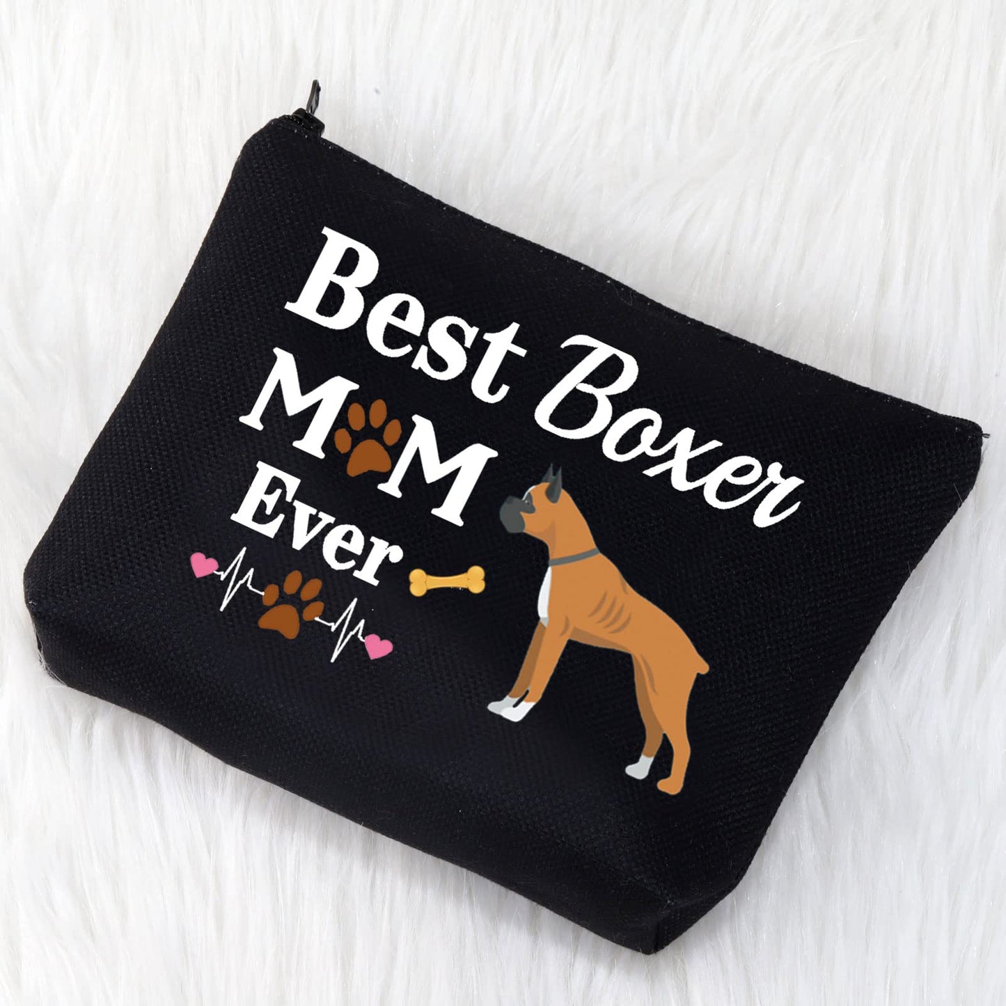 Boxer Mom Gifts Boxer Dog Makeup Bag Best Boxer Mom Ever Cosmetic Bag Boxer Lover Gifts for Boxer Owner Travel Bag Toiletry Bag Organizer Case Purse Pouch (Boxer Mom Bag Black)