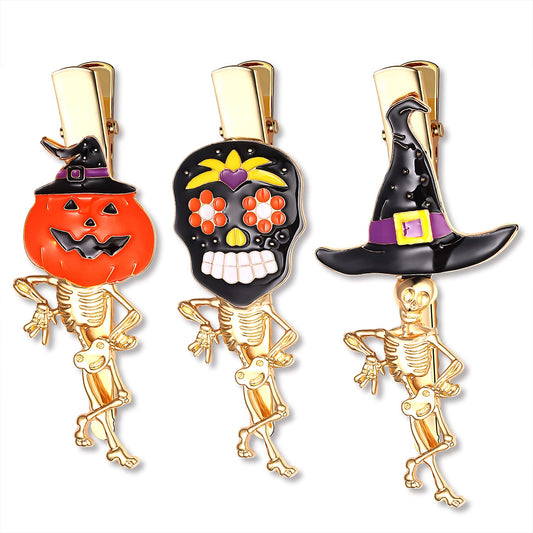 Boderier Halloween Hair Clip Large Gothic Ghost Pumkin Witch Hat Hairpin Clips Hair Barrette Halloween Cosplay Party Headwear Hair Accessories Set of 3 (Pumkin Ghost Hat)