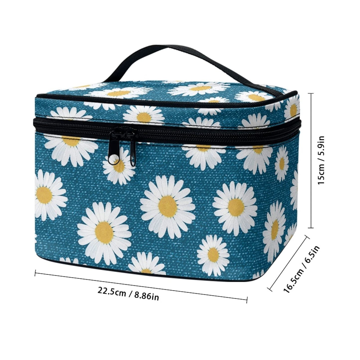 Horeset Small Daisy Print Cosmetic Bag for Women,Fashion Travel Waterproof Cosmetic Pouch Toiletry Bag Accessories Organizer