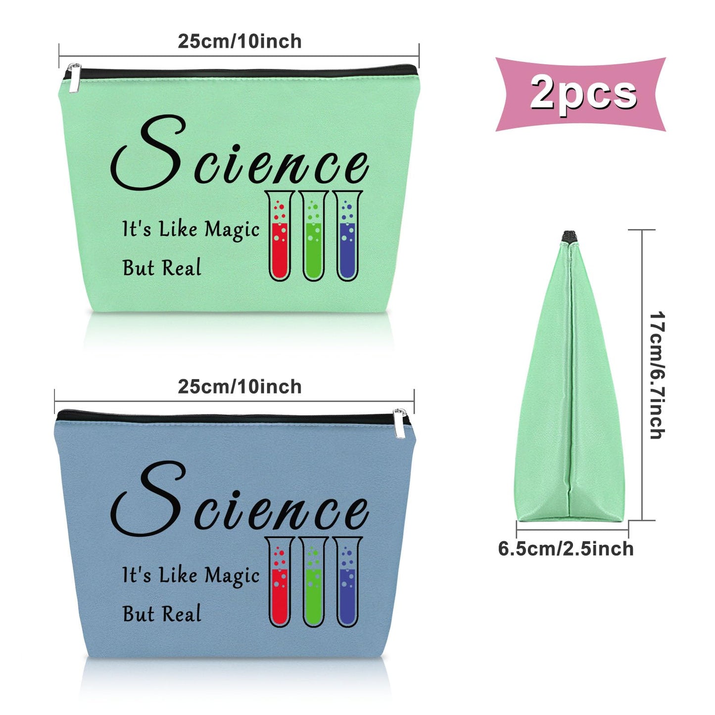 Sazuwu 2PCS Science Gifts for Women Makeup Bag Science Teacher Gifts for Adults Data Scientist Funny Gift Cosmetic Bag Science Lover Christmas Gifts Birthday Graduation Gift Travel Pouch