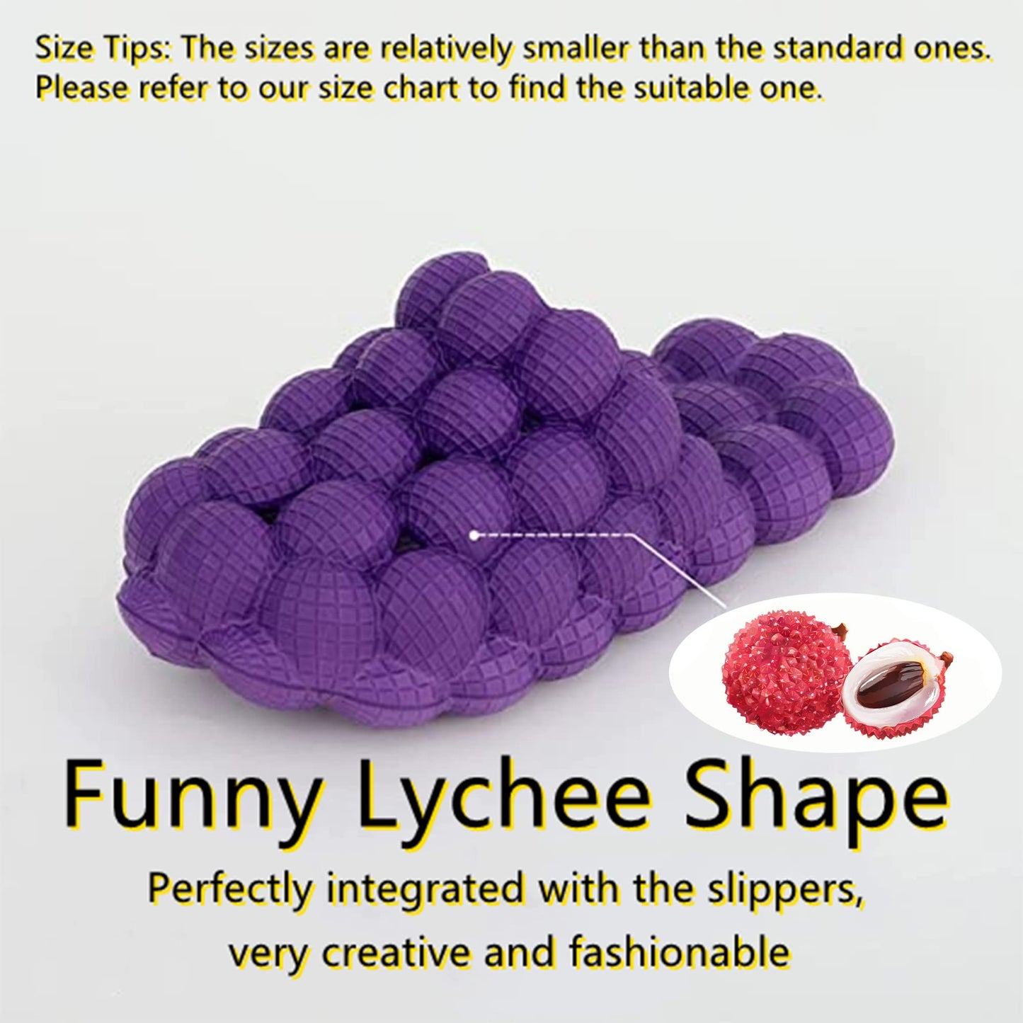 Anboa Bubble Slides, Bubble Slippers, Massage Bubble Slides Slippers for Women Men, Funny Lychee Non-slip Spa Slippers, Soft Pillow Stress Relief Slides, Reflexology Sandals for Ladies Slides, Purple,