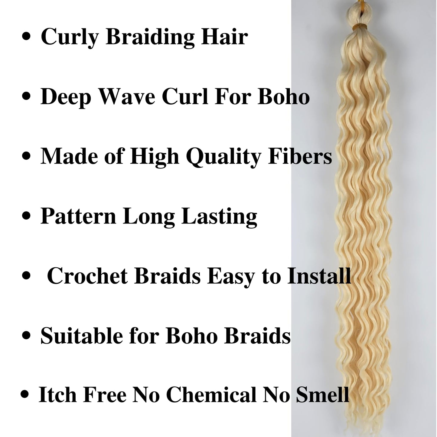 Blonde Curly Braiding Hair 613 Deep Wave Curly Braiding Hair for Boho Braids Crochet Braids Deep Wave 24 inch