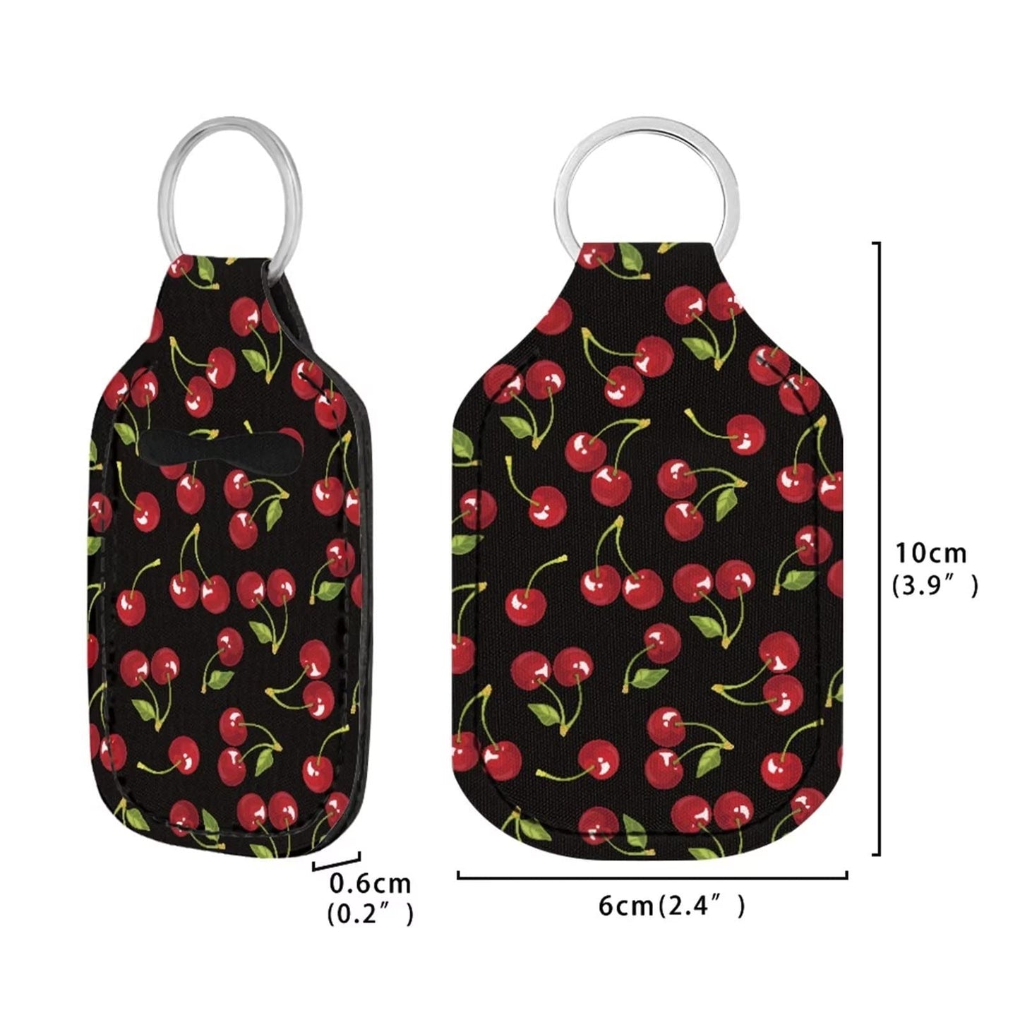 Suobstales 1 Cute Cherry Chapstick Holder 1 Keychain Wristlet Lanyards 1 Mini Bottle Keychain Holder,Neoprene Travel Bottle Keychain Holders Set of 3