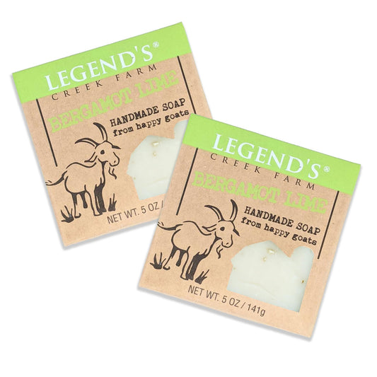 Legend's Creek Farm Goat Milk Soap - Cleansing Moisturizing Soap Bar for Hands and Body - 5 Oz Creamy Lather, Nourishing, Gentle Natural Soap for Sensitive Skin (Bergamot Lime, Pack of 2)