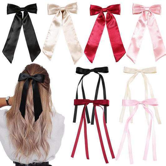 Bow Clips for Women Velvet, ELKINROVIC Mini Bow Alligator Clips Long Soft Small Ribbon Bowknot Hair Bows for Girls Adult Kids(8Packs)