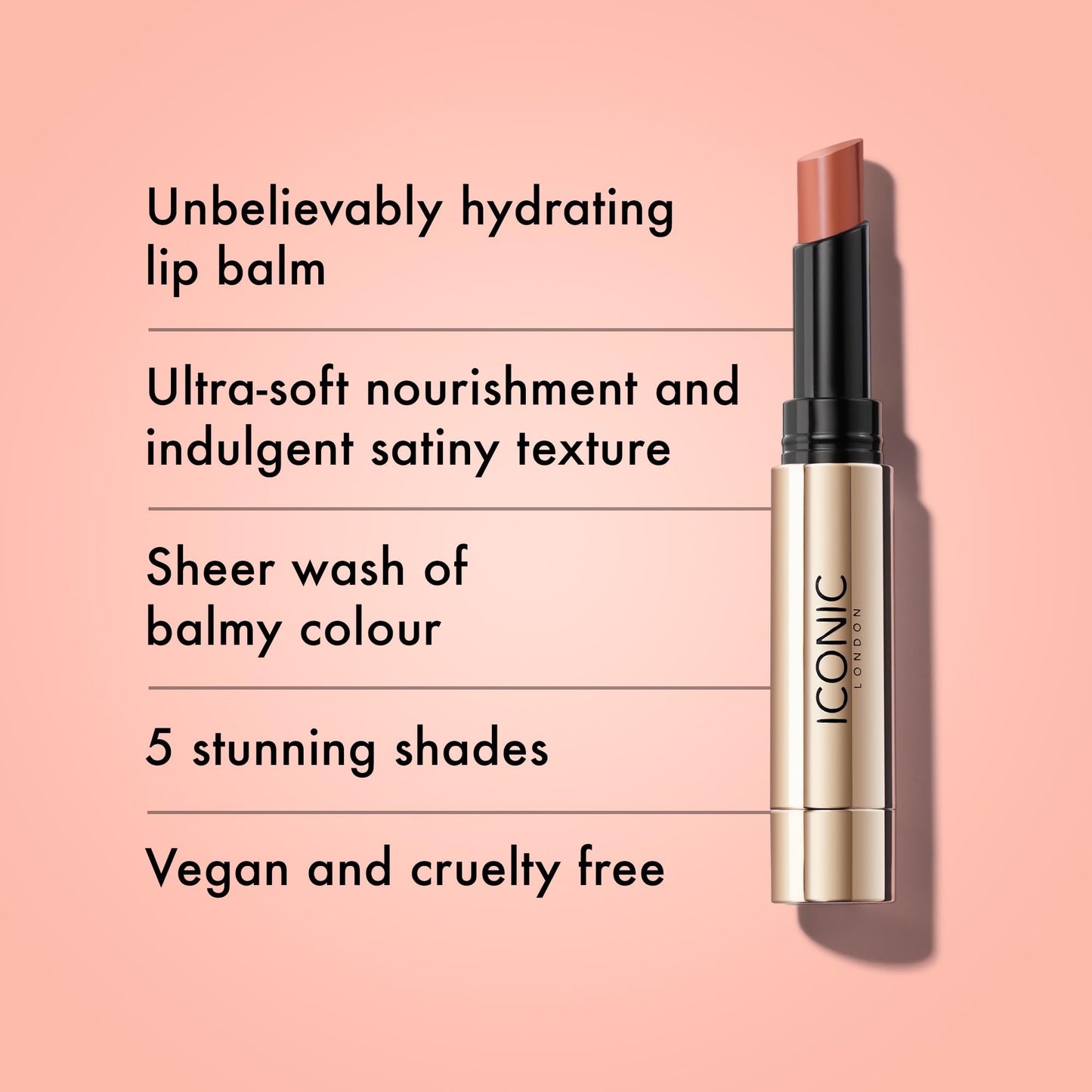 ICONIC LONDON Melting Touch Lip Balm | Hydrating Lip Balm, Non Sticky, Sheer Wash of Colour, Cruelty Free, Vegan Makeup (Love Language) 0.10 Fl oz