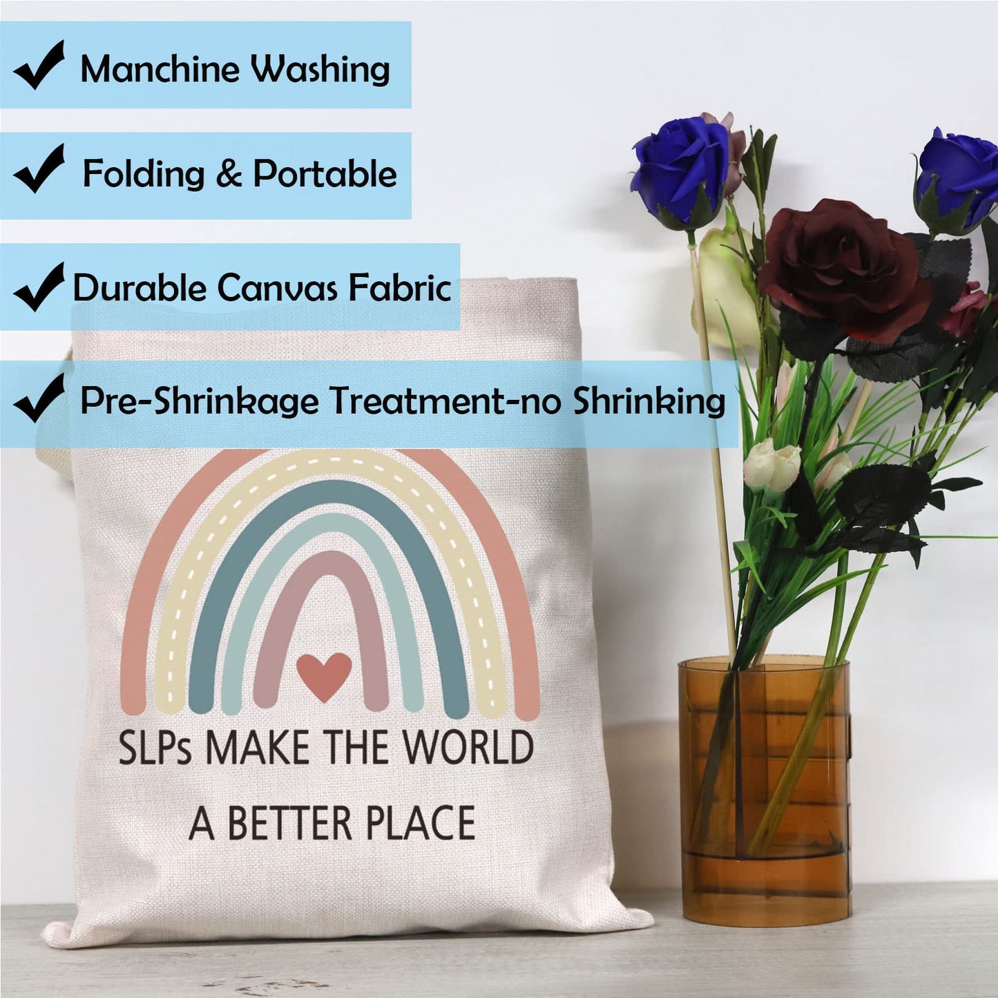 GJTIM SLP Rainbow Zipper Pouch Speech Therapy Gift SLPs Make The World A Better Tote Bag SLP Graduation Gift (SLPs Make Tote)