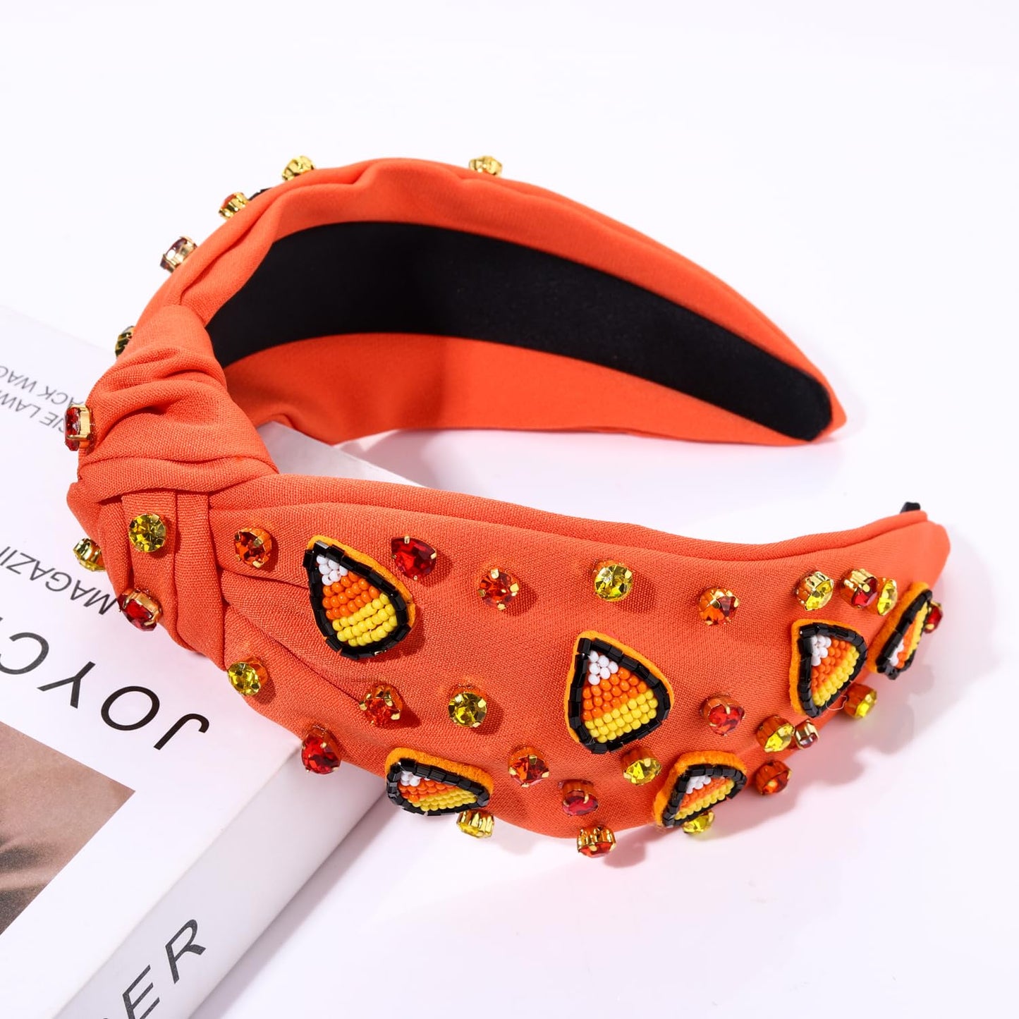 MOLOCH Halloween Headband Spooky Pumpkin Candy Corn Knotted Headband Crystal Headband Halloween Costume Hair Accessories