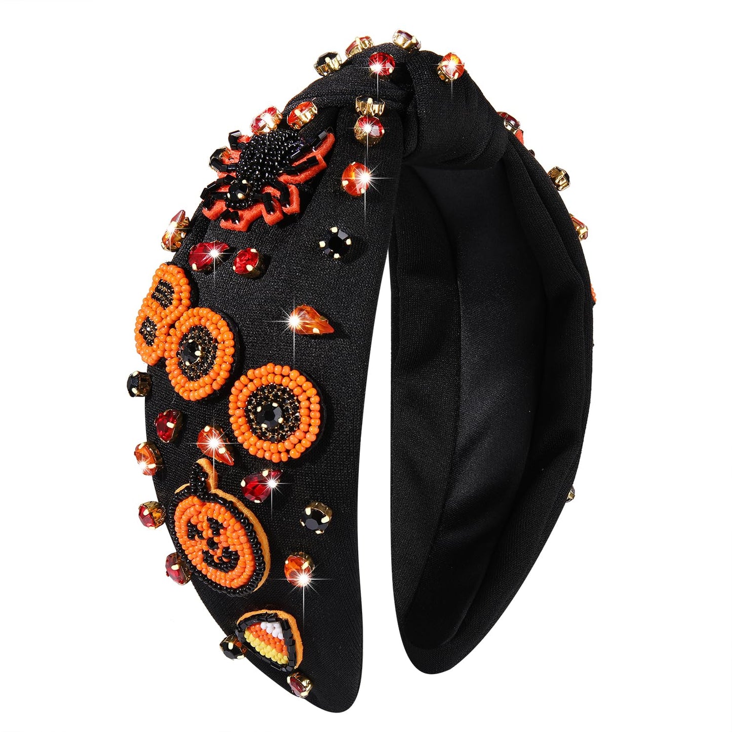 MOLOCH Halloween Headband Spooky Pumpkin Candy Corn Knotted Headband Crystal Headband Halloween Costume Hair Accessories