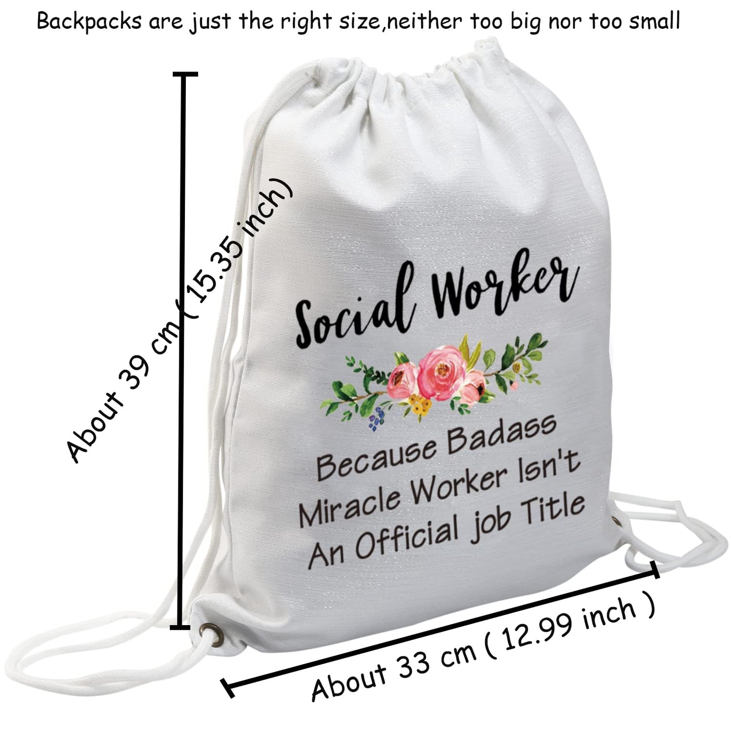 TSOTMO Social Work Appreciation Gift Social Worker Graduation Gift for Woman Because Badass Miracle Worker Isn't An Official Job Title Backpack (Social Worker Pack)