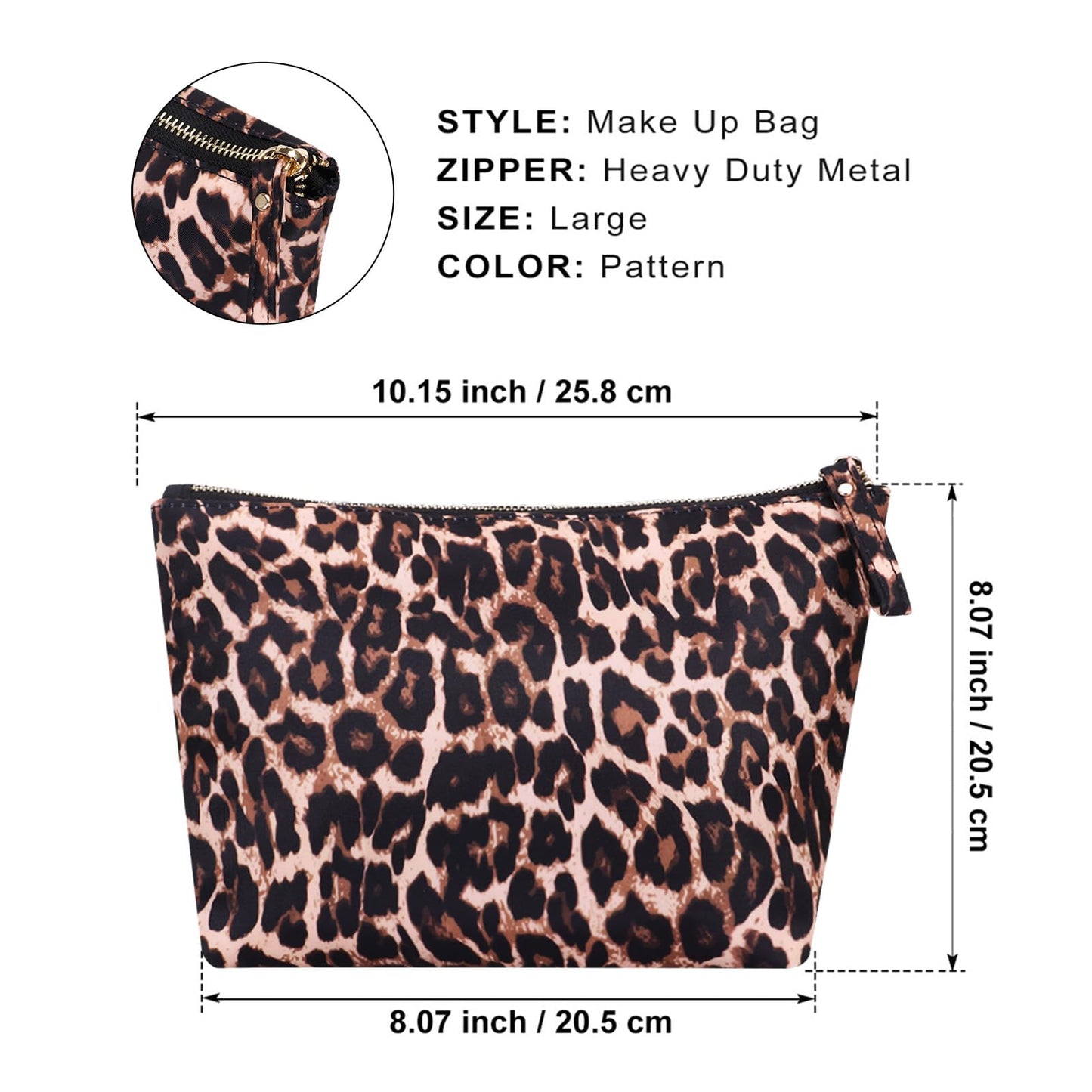 HAWEE Makeup Bags for Purse Zipper Cosmetic Pouch Large Travel Make Up Organizer Tool Pouch for Women, Leopard