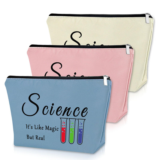 Sazuwu 3PCS Science Gifts for Women Makeup Bag Science Themed Gifts for Adults Christmas Gifts for Science Teachers Cosmetic Bag Science Lover Gift Ideas Scientist Gifts for Her Graduation Gift