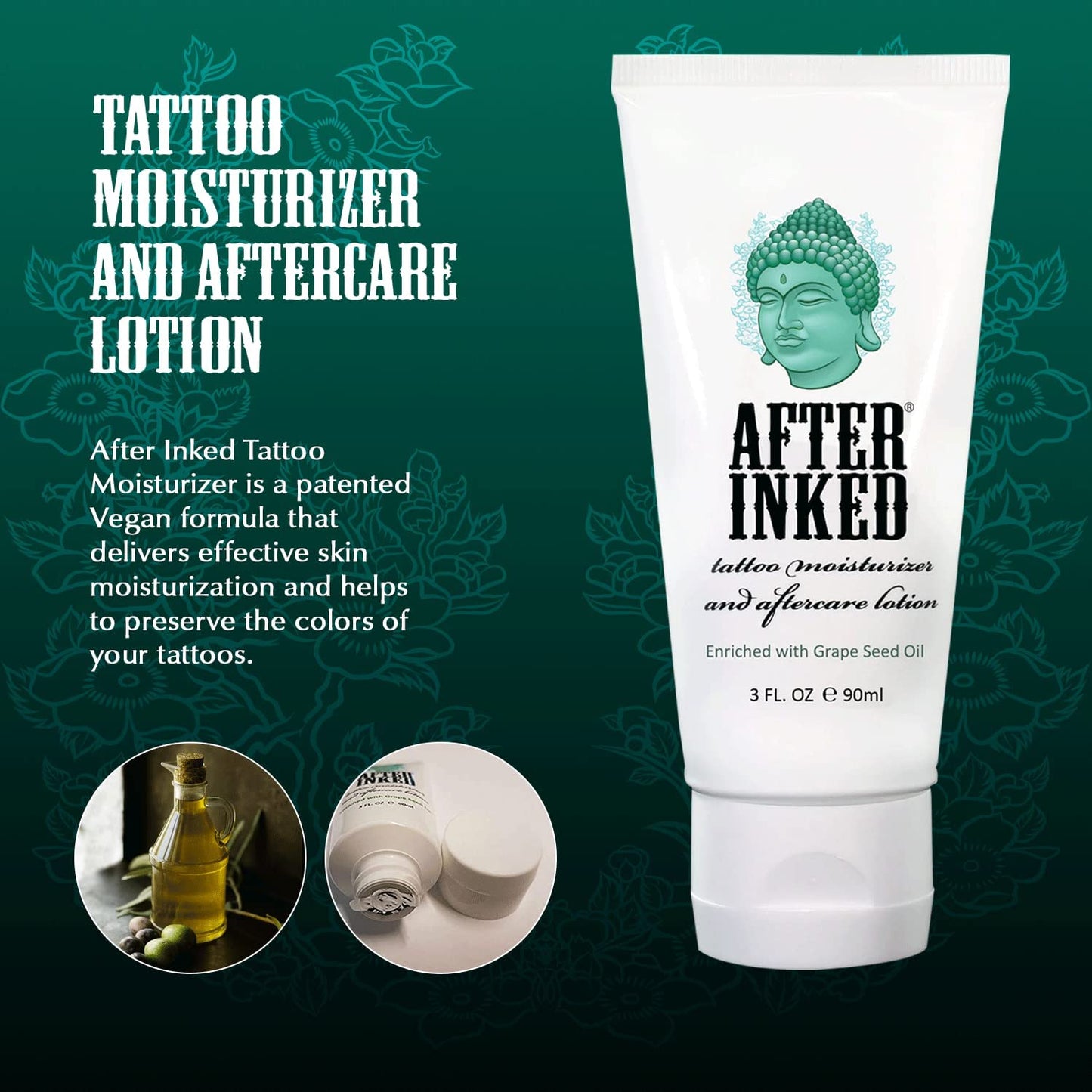 After Inked Tattoo Aftercare Lotion - Tattoo Moisturizer, As Seen on INK MASTER, 3 Fluid oz Tube (12-Pack)