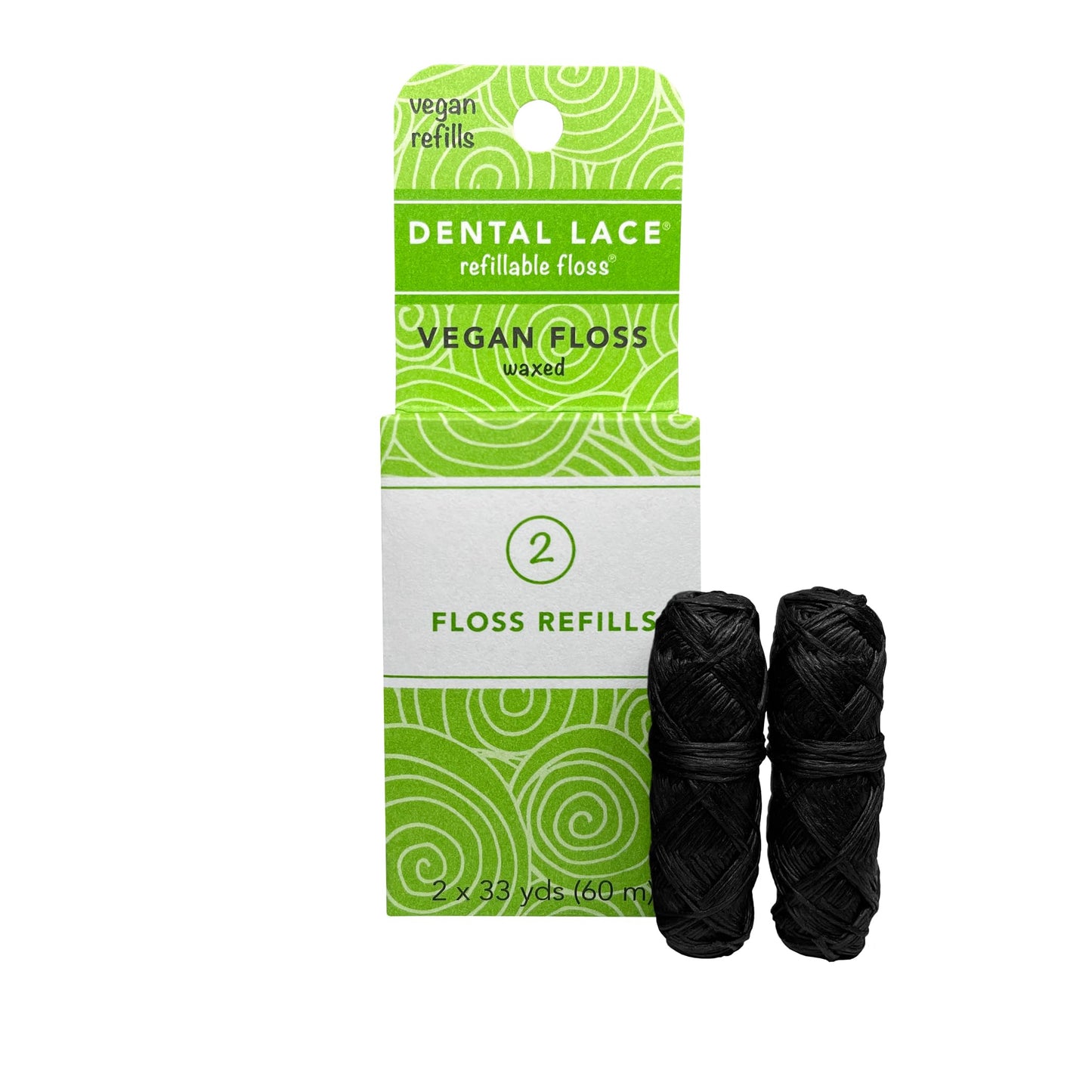 Dental Lace Vegan Dental Floss Refills, Plant Based Floss, 2 Floss Refills with Recyclable Packaging, 66 Yards