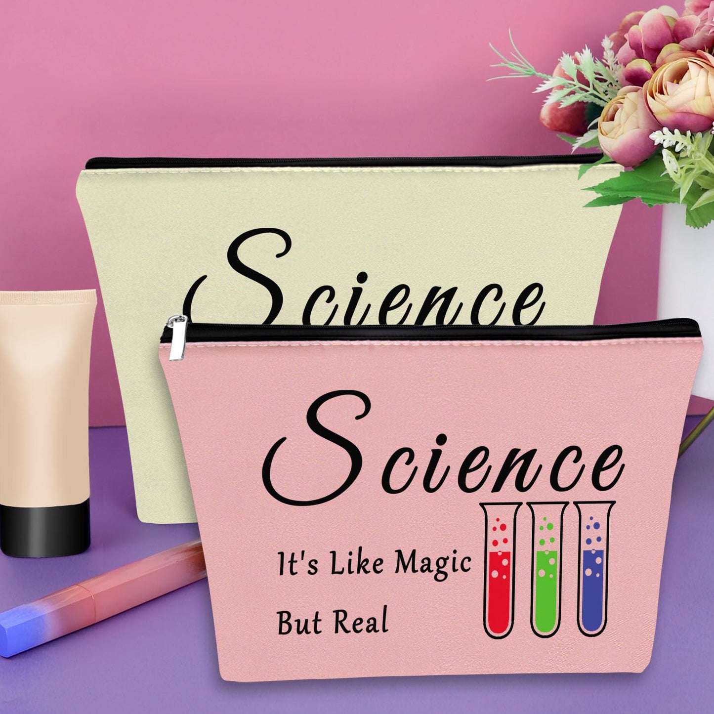 Sazuwu 3PCS Science Gifts for Women Makeup Bag Science Themed Gifts for Adults Christmas Gifts for Science Teachers Cosmetic Bag Science Lover Gift Ideas Scientist Gifts for Her Graduation Gift