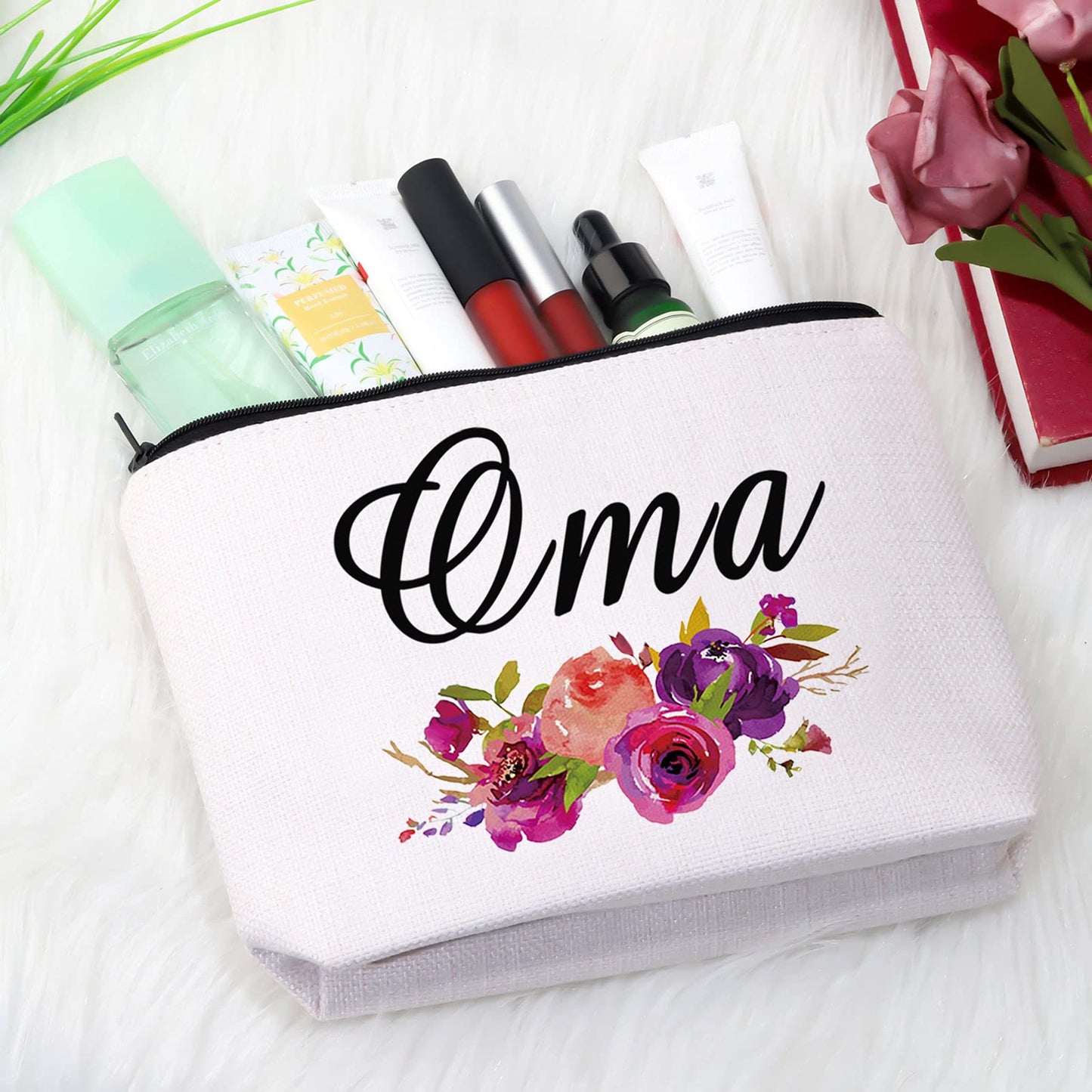 GJTIM Oma Gift Oma Makeup Bag Travel Toiletry Bag Grandma Birthday Gift Mother's Day Gift for Oma (Oma Bag)