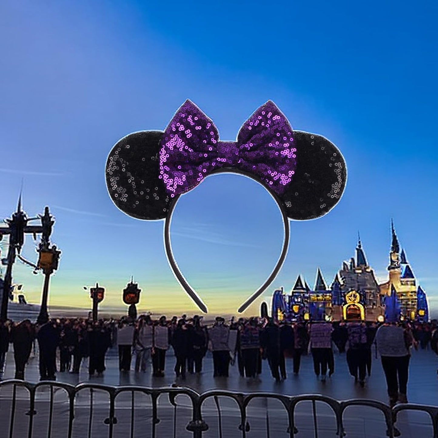 JOYFISCO Mouse Ears Headbands Shiny Bow Mouse Ears Headband Glitter Party Princess Decoration Cosplay Costume for Women Girls