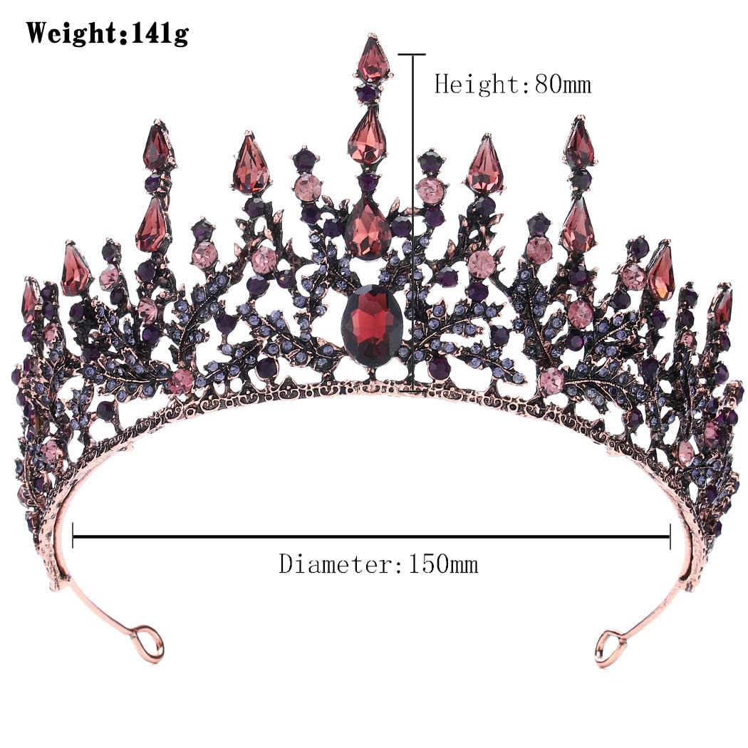 Yovic Baroque Wedding Crowns Rhinestone Crowns and Tiaras Bridal Queen Crowns Halloween Costume Hair Accessories for Women and Girls (Purple-1)