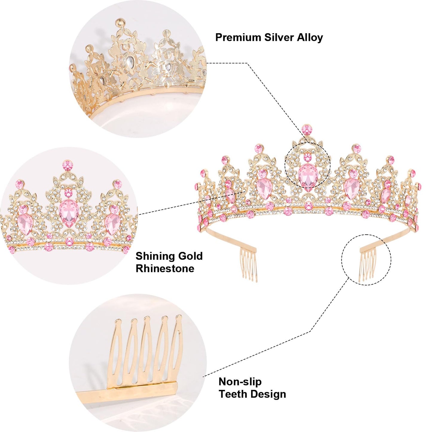 AMCAMI Birthday Crowns for Women Birthday Sash for Women Tiaras and Crowns for Women Princess Crown Happy Birthday Crown and Sash Bridal Wedding Prom Party Gift for Girls