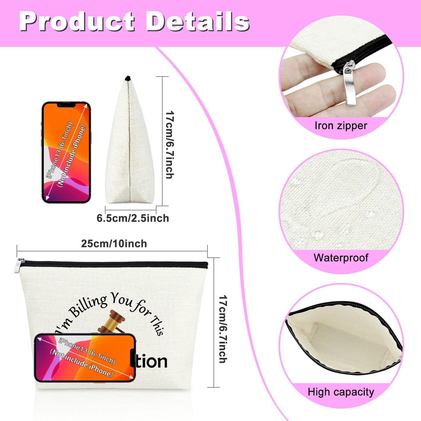 Lawyer Gifts for Women Makeup Bag Graduation Gift for Future Lawyer Cosmetic Bag Gifts for Future Lawyers Female Attorney Prosecutor Counsel Paralegal Law Student Travel Pouch Law School Supplies