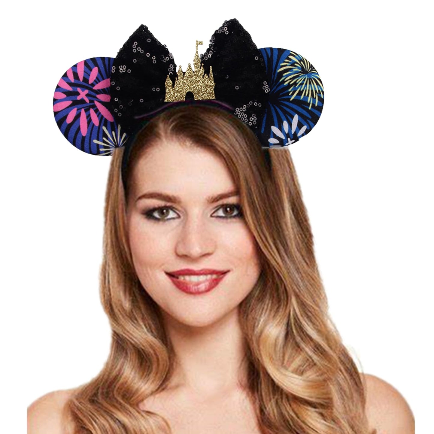 JOYFISCO Mouse Ears Headbands Shiny Bow Mouse Ears Headband Glitter Party Princess Decoration Cosplay Costume for Women Girls