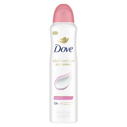 Dove Advanced Care Antiperspirant Deodorant Spray Powder Soft Pack of 12 to help skin barrier repair after shaving 72hour antiperspirant deodorant for soft underarms with boosted ceramide levels 3.8oz