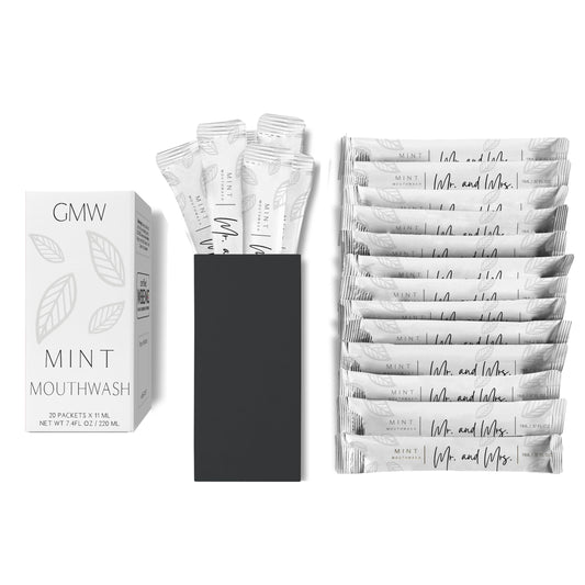 Luxury Mouthwash Packets (20 Individual Packets, Matte White: Mr. and Mrs.)