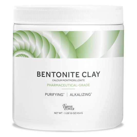 FOSSIL POWER Calcium Bentonite Clay Food Grade Powder 1lb - Natural, Edible Clay | Use in Toothpaste & More | Heavy Metal Detox & Cleansing | Hair & Facial Mask | Indian Healing Clay Powder