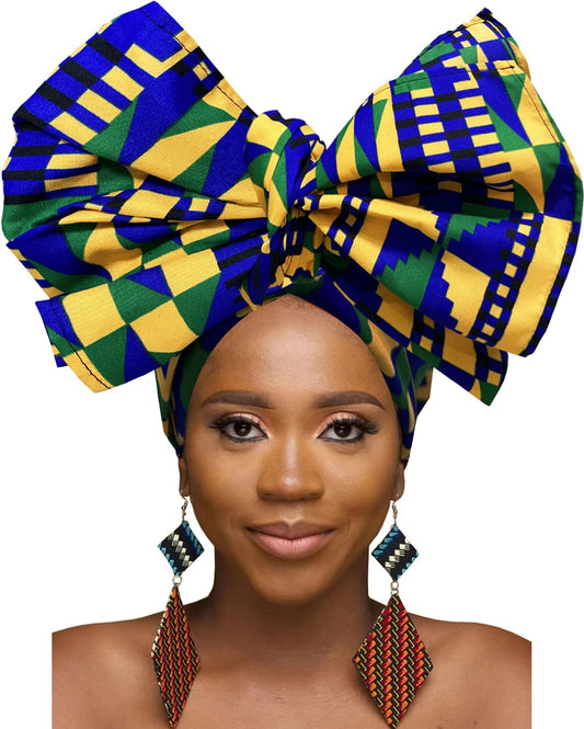 DOAFRIAFRI African Print Head Wrap Ankara Style Turban Kente Headband Scarf (A26)