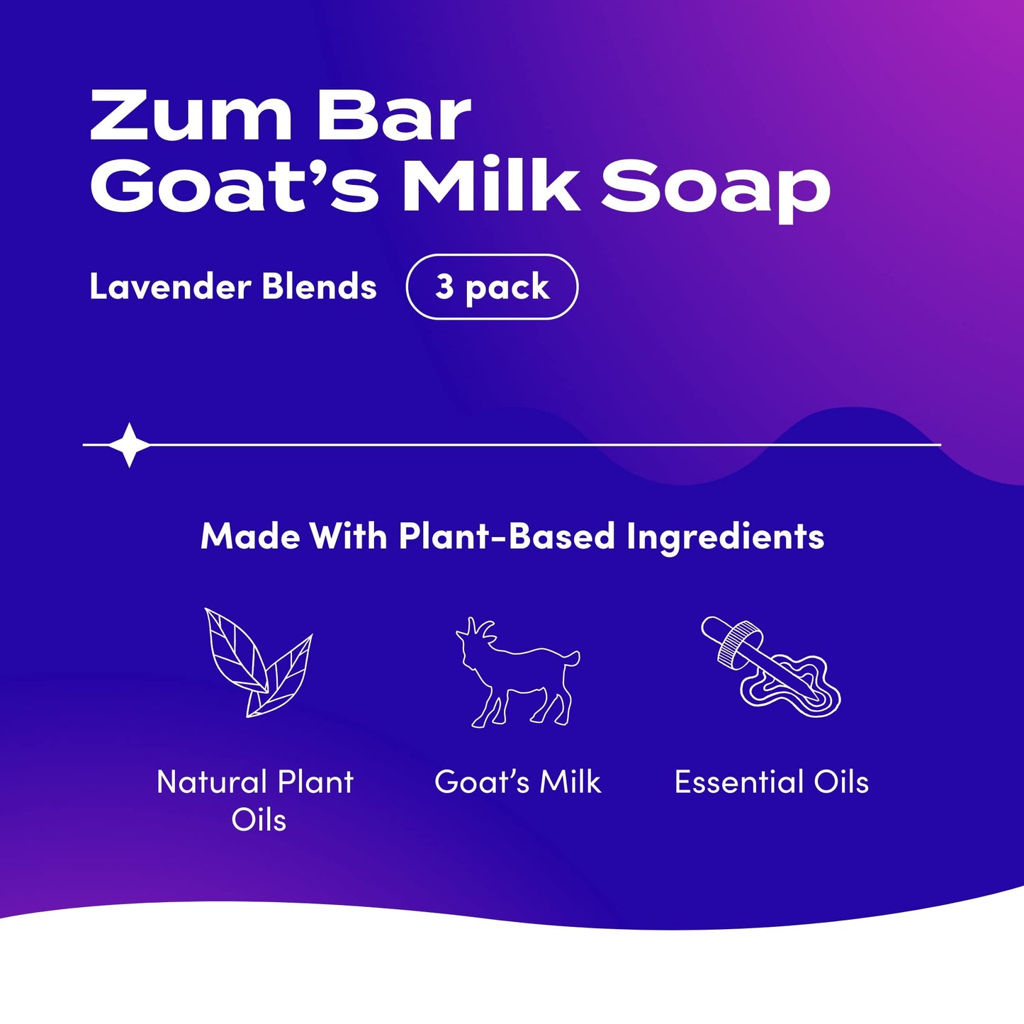 Zum Bar Goat's Milk Soap - Lavender Blends - Frankincense-Lavender, Lavender-Rosemary, Lavender-Mint - 3 oz (3 Pack)