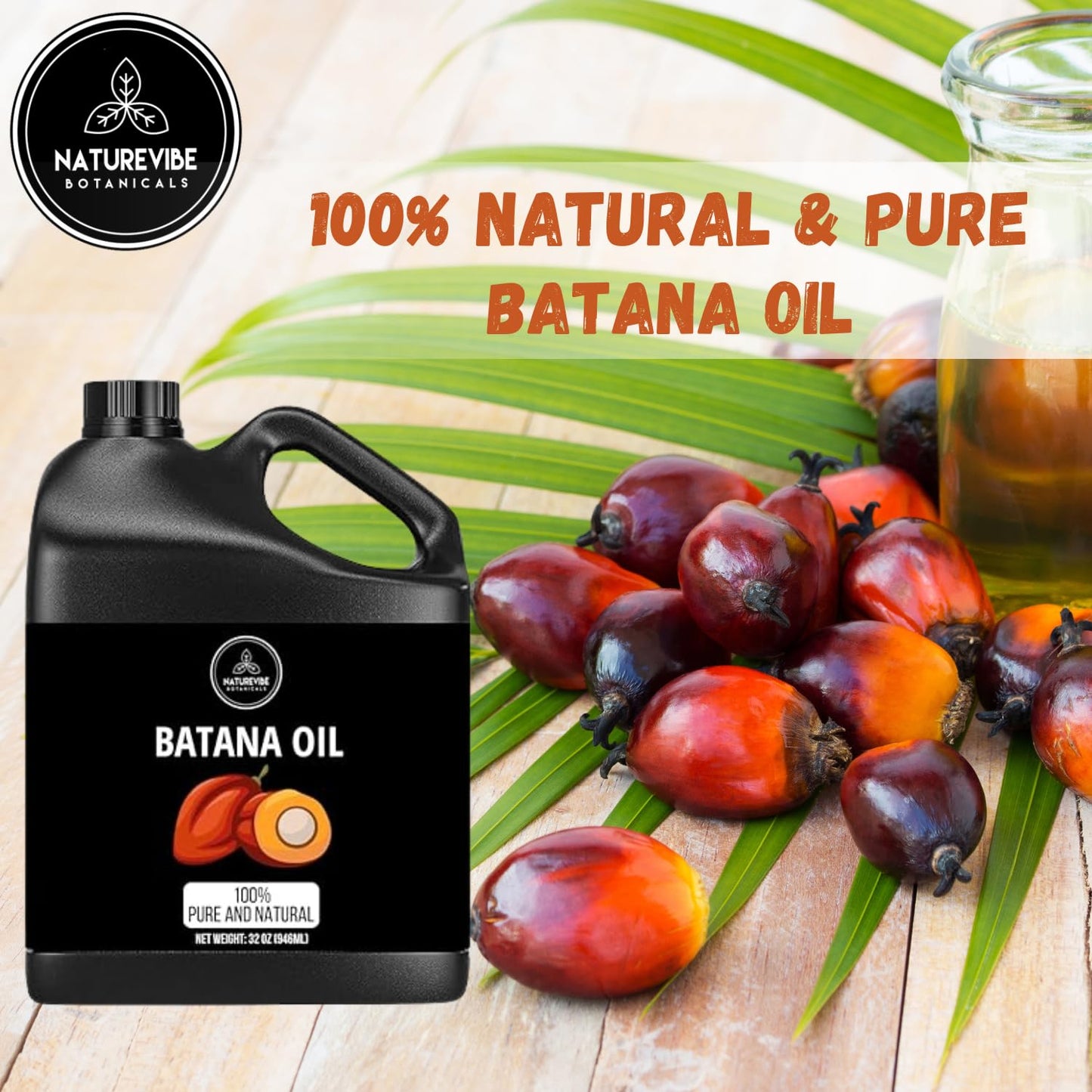 Naturevibe Botanicals Batana Oil 32 Ounces | 100% Pure and Natural | Great for Skin Care and Hair Care