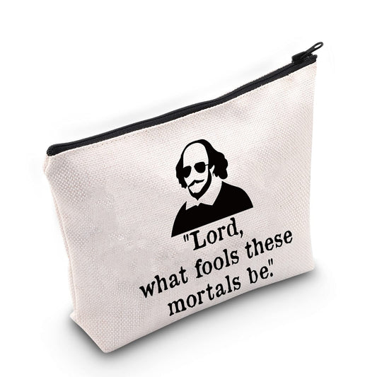 LEVLO Shakespeare Cosmetic Make Up Bag Shakespeare Fans Gift Lord What Fools These Mortals Be Zipper Pouch Bag(What Fools)